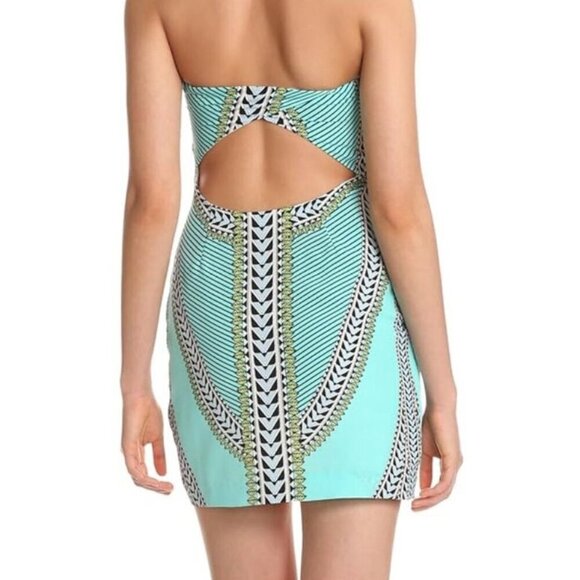 Mara Hoffman Mola Aqua Strapless Cut Out Open Back Mini Dress Size 4 - Picture 2 of 10